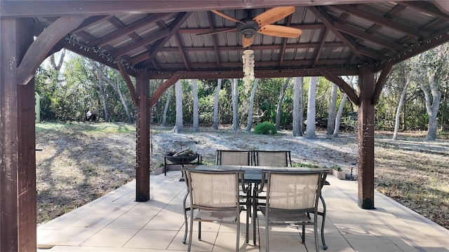 270 Planter Rd, Spring Hill, FL 34606 - view of patio / terrace with a gazebo, a ceiling fan, and outdoor dining space