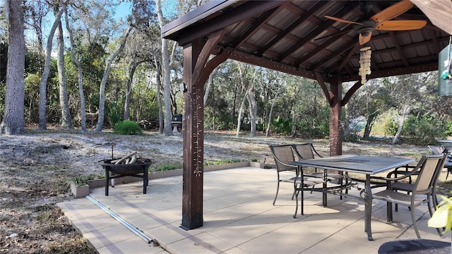 270 Planter Rd, Spring Hill, FL 34606 - view of patio / terrace with ceiling fan, outdoor dining area, and a gazebo