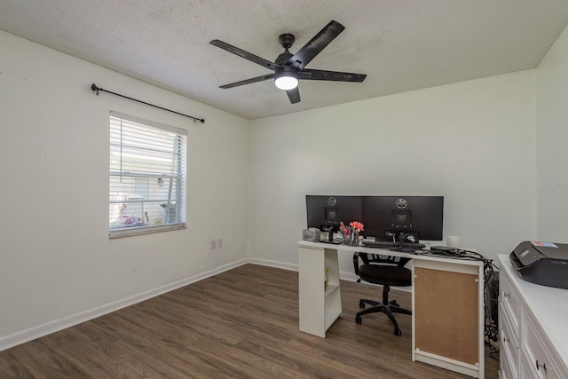 2800 Resnik Cir W, Palm Harbor, FL 34683 - office space with dark wood-style flooring, a ceiling fan, and a textured ceiling