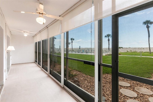 1150 Tarpon Center Dr Unit 1D, Venice, FL 34285 - unfurnished sunroom featuring ceiling fan and healthy amount of natural light