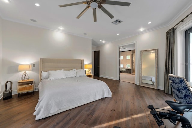 2711 W Trilby Ave, Tampa, FL 33611 - bedroom with ornamental molding, dark wood finished floors, and recessed lighting