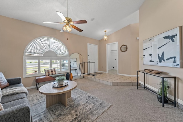 10032 Basin St, New Port Richey, FL 34655 - carpeted living room featuring ceiling fan and baseboards