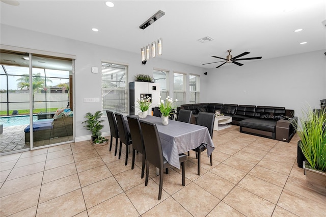 1601 Fox Grape Loop, Lutz, FL 33558 - dining room featuring light tile patterned floors, recessed lighting, and ceiling fan
