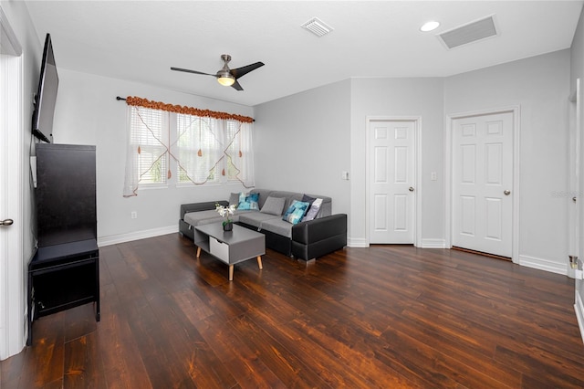 1601 Fox Grape Loop, Lutz, FL 33558 - living room with hardwood / wood-style floors, ceiling fan, and recessed lighting