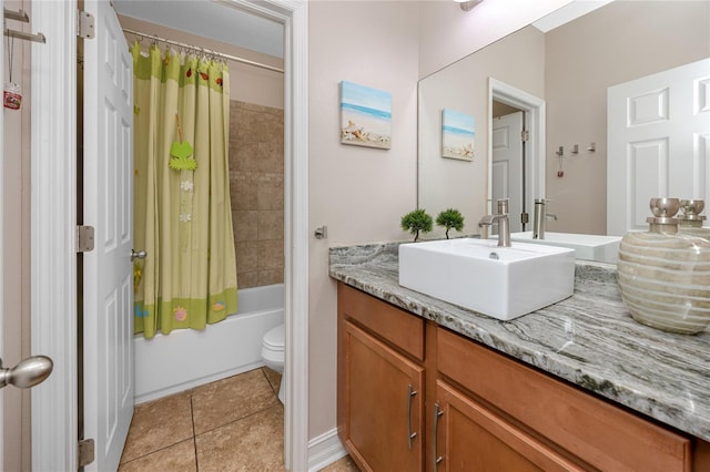 1601 Fox Grape Loop, Lutz, FL 33558 - bathroom with vanity, shower / tub combo with curtain, and tile patterned floors