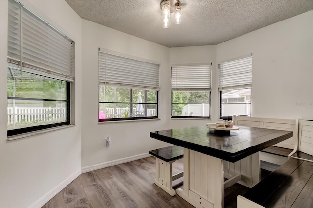 7320 Hideaway Trl, New Port Richey, FL 34655 - dining area featuring healthy amount of natural light, a textured ceiling, and wood finished floors