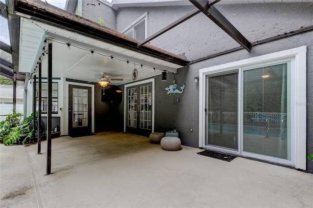 7320 Hideaway Trl, New Port Richey, FL 34655 - view of patio featuring french doors and ceiling fan