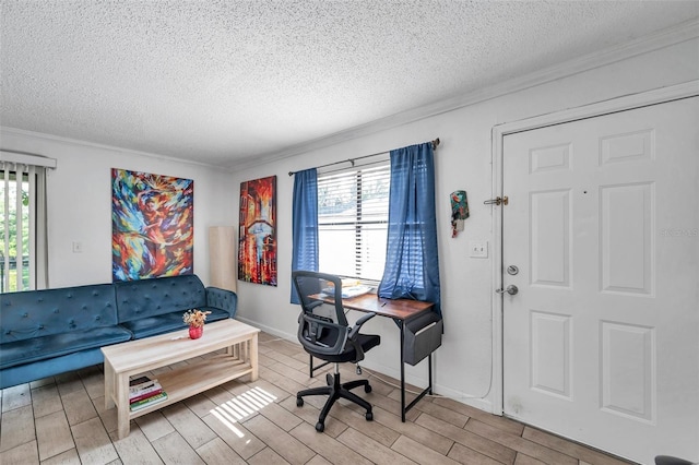 10195 Sailwinds Blvd N Unit 208, Largo, FL 33773 - office space with a textured ceiling, ornamental molding, healthy amount of natural light, and wood finished floors