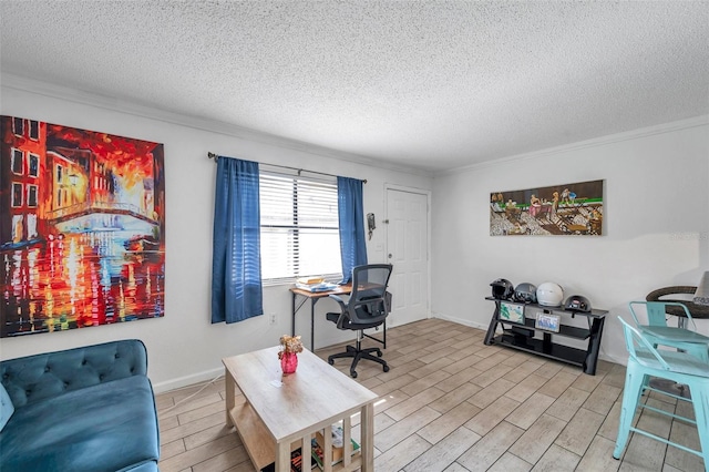 10195 Sailwinds Blvd N Unit 208, Largo, FL 33773 - office with a textured ceiling, wood finished floors, and ornamental molding