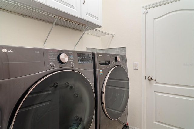 20828 Cattail Blvd, Venice, FL 34292 - washroom featuring cabinet space and independent washer and dryer