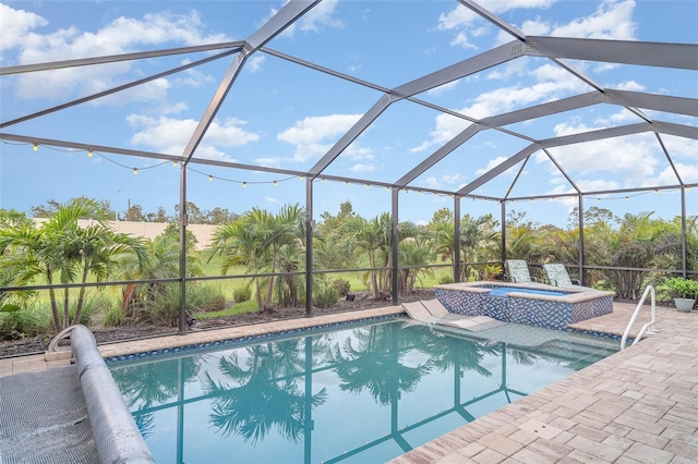 20828 Cattail Blvd, Venice, FL 34292 - outdoor pool with an in-ground hot tub, a patio, and a lanai