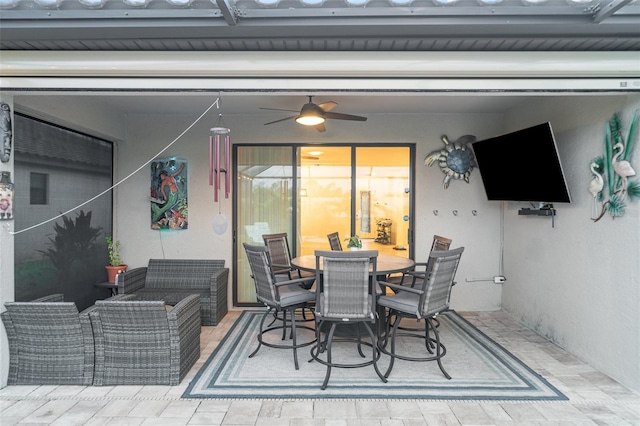 20828 Cattail Blvd, Venice, FL 34292 - view of patio featuring outdoor dining area and ceiling fan