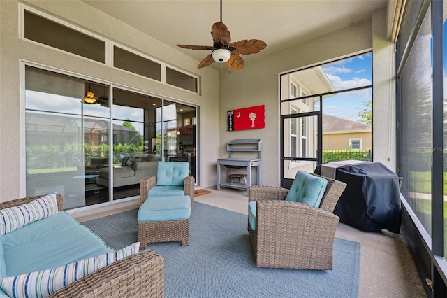 6007 Quartz Lake Way, Lithia, FL 33547 - sunroom / solarium with ceiling fan