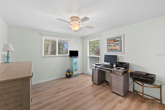 4252 Floramar Ter, New Port Richey, FL 34652 - office with a ceiling fan and light wood-style flooring