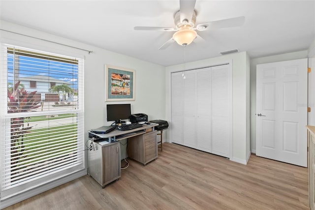 4252 Floramar Ter, New Port Richey, FL 34652 - office space featuring light wood-style flooring and ceiling fan