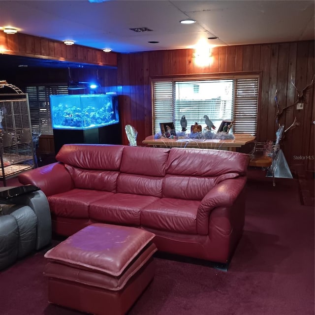 6615 New Tampa Hwy, Lakeland, FL 33815 - living area with wooden walls and carpet flooring