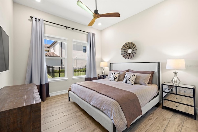 2839 Cordoba Ranch Blvd, Lutz, FL 33559 - bedroom with light wood finished floors, recessed lighting, and ceiling fan