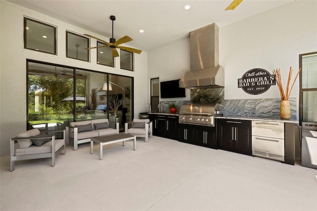 2839 Cordoba Ranch Blvd, Lutz, FL 33559 - living area with ceiling fan, recessed lighting, and light colored carpet