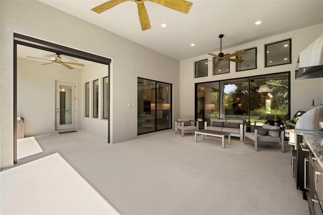 2839 Cordoba Ranch Blvd, Lutz, FL 33559 - view of patio featuring a ceiling fan, outdoor lounge area, and grilling area