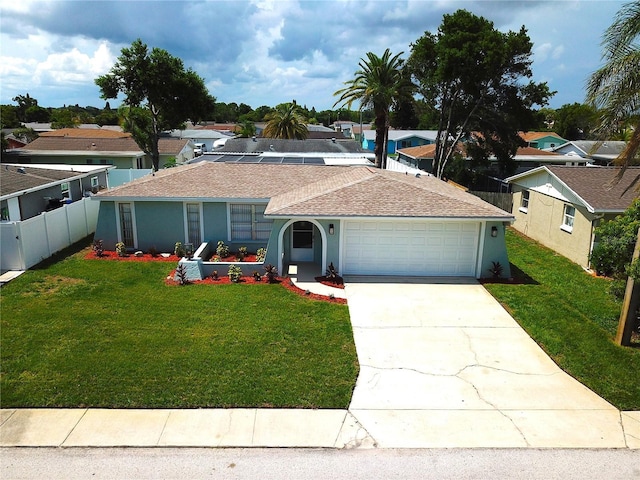 7314 Ivanhoe Dr, Port Richey, FL 34668 - ranch-style house with roof with shingles, an attached garage, concrete driveway, and a residential view