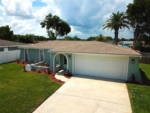 7314 Ivanhoe Dr, Port Richey, FL 34668 - ranch-style home with driveway, stucco siding, an attached garage, and roof with shingles