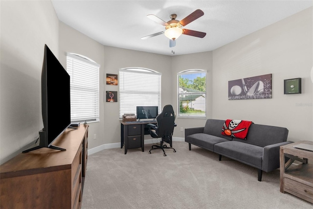 11597 Weaver Hollow Rd, New Port Richey, FL 34654 - office space featuring ceiling fan and light carpet
