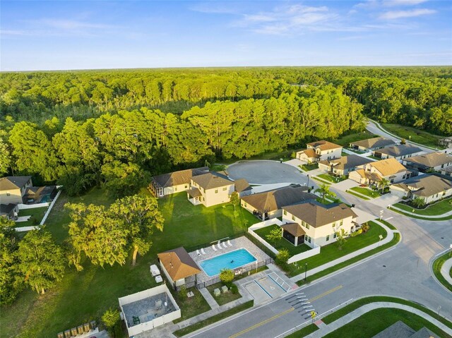 11597 Weaver Hollow Rd, New Port Richey, FL 34654 - bird's eye view of a heavily wooded area and a pool area