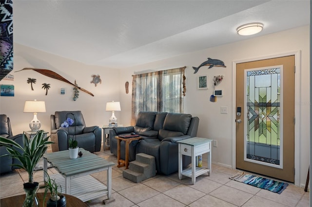 3243 Azalea Dr, Hernando Beach, FL 34607 - living room with light tile patterned flooring and baseboards