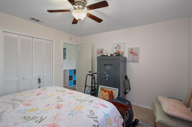 3243 Azalea Dr, Hernando Beach, FL 34607 - bedroom with a closet and a ceiling fan
