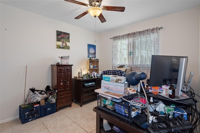 3243 Azalea Dr, Hernando Beach, FL 34607 - office space featuring ceiling fan and light tile patterned floors