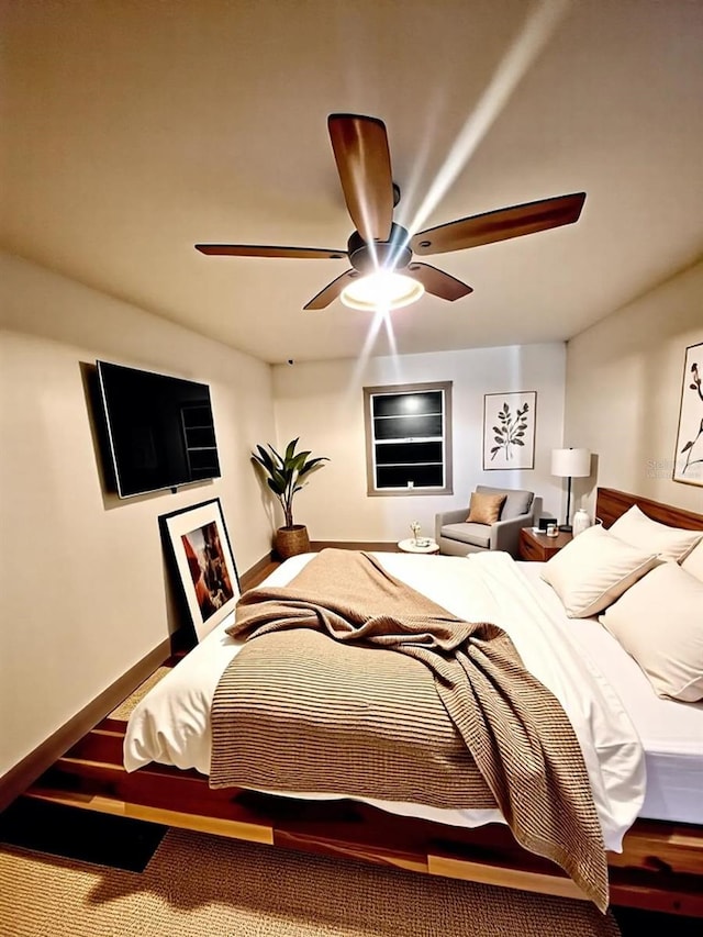 5950 Edison St, Cocoa, FL 32927 - bedroom with a ceiling fan and baseboards