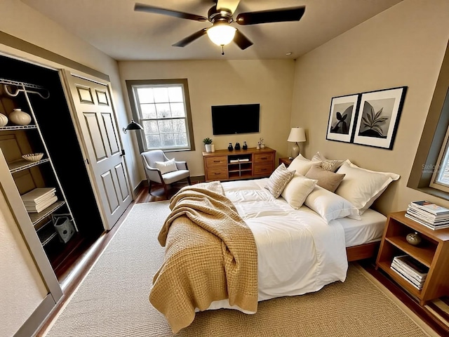 5950 Edison St, Cocoa, FL 32927 - bedroom featuring wood finished floors and a ceiling fan
