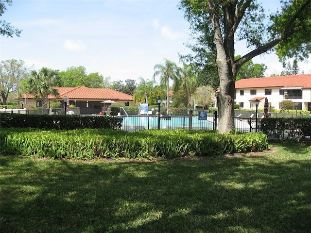 5785 Gardens Dr, Sarasota, FL 34243 - view of yard featuring a community pool