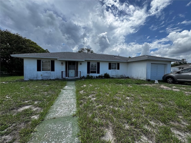1106 Trellis Ave, Spring Hill, FL 34606 - ranch-style house featuring a garage, stucco siding, and a front lawn