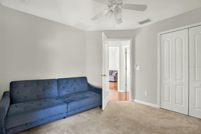 18419 Merseyside Loop, Land O Lakes, FL 34638 - living area featuring carpet and a ceiling fan