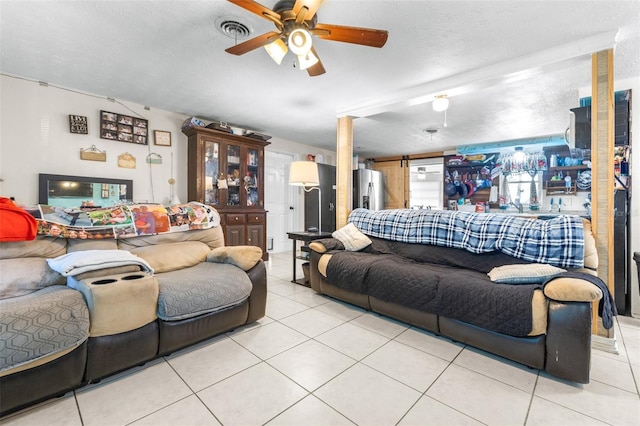 7441 Cypress Dr, New Port Richey, FL 34653 - tiled living area with ceiling fan