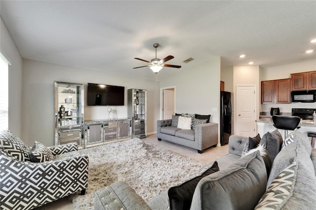10119 Rose Petal Pl, Riverview, FL 33578 - living room featuring a ceiling fan and recessed lighting