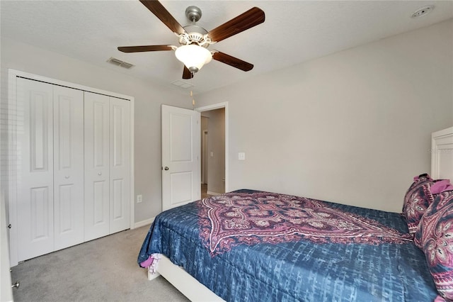 10119 Rose Petal Pl, Riverview, FL 33578 - carpeted bedroom featuring ceiling fan and a closet