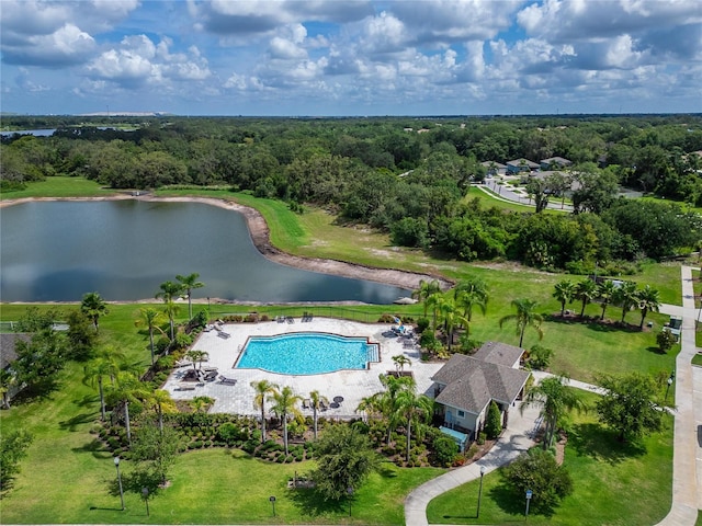 10119 Rose Petal Pl, Riverview, FL 33578 - bird's eye view of a pool and a nearby body of water