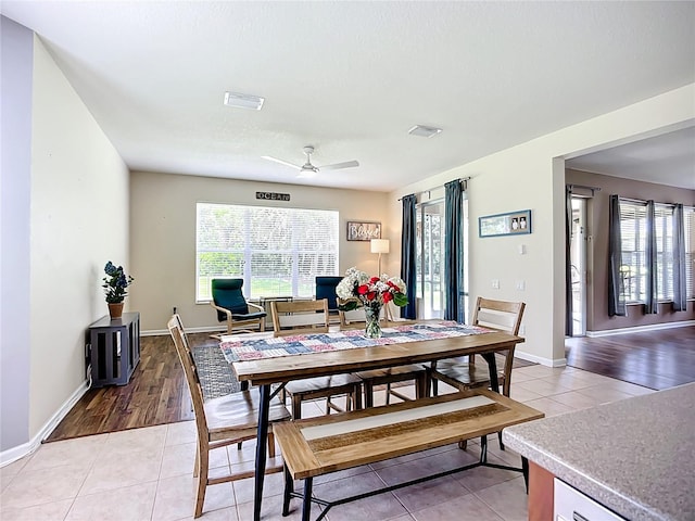 5830 100th Ave E, Parrish, FL 34219 - dining space with light tile patterned floors and ceiling fan