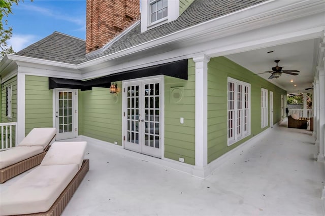 6220 Bayshore Blvd, Tampa, FL 33611 - view of patio with french doors and ceiling fan