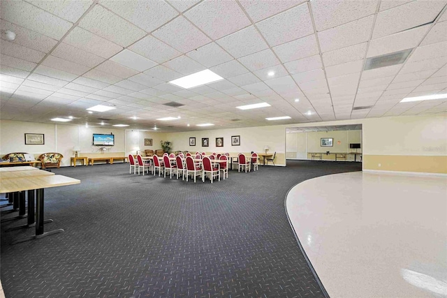 3350 Fox Hunt Dr, Palm Harbor, FL 34683 - misc room with carpet floors, a paneled ceiling, and recessed lighting