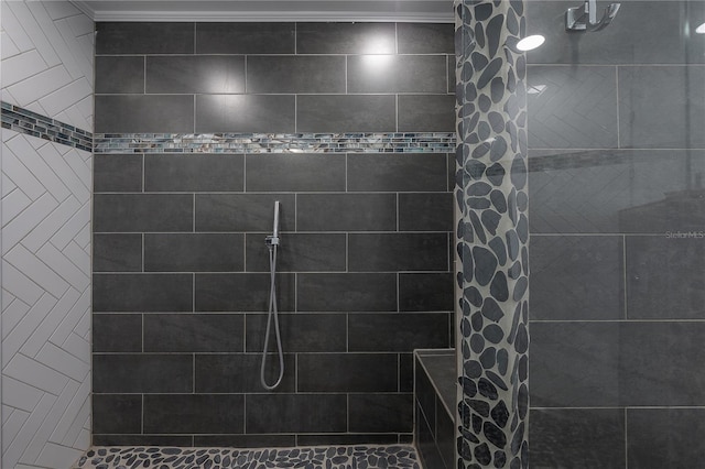 6108 Oak Ridge Ave, New Port Richey, FL 34653 - bathroom with tiled shower and crown molding