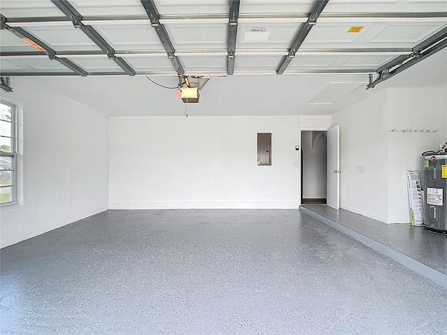 20352 Astoria Ave, Port Charlotte, FL 33952 - garage featuring electric water heater, electric panel, and a garage door opener
