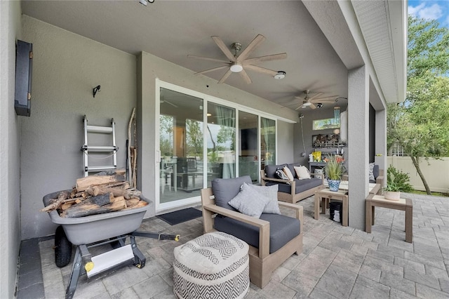 10399 Boyette Brook St, Riverview, FL 33569 - view of patio featuring a ceiling fan and an outdoor living space