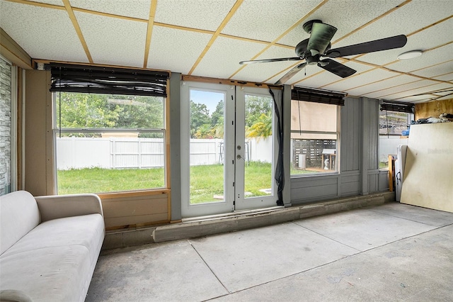 15906 Country Farm Pl, Tampa, FL 33624 - unfurnished sunroom featuring a ceiling fan and french doors