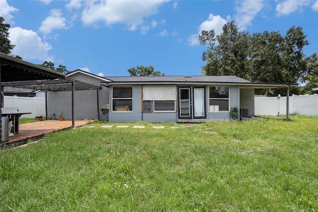15906 Country Farm Pl, Tampa, FL 33624 - rear view of house featuring a deck, a fenced backyard, and a pergola