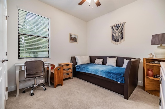 12251 Duckett Ct, Spring Hill, FL 34610 - bedroom featuring carpet floors, a ceiling fan, and an office area