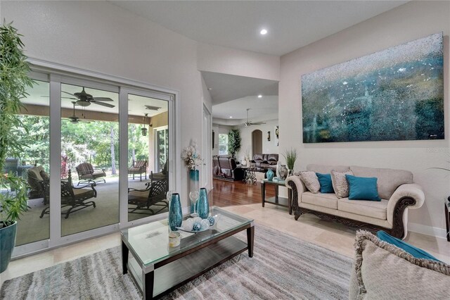 13102 Done Groven Dr, Dover, FL 33527 - living area with ceiling fan and recessed lighting