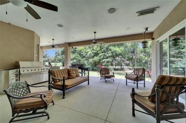 13102 Done Groven Dr, Dover, FL 33527 - view of patio with a ceiling fan, outdoor lounge area, and area for grilling